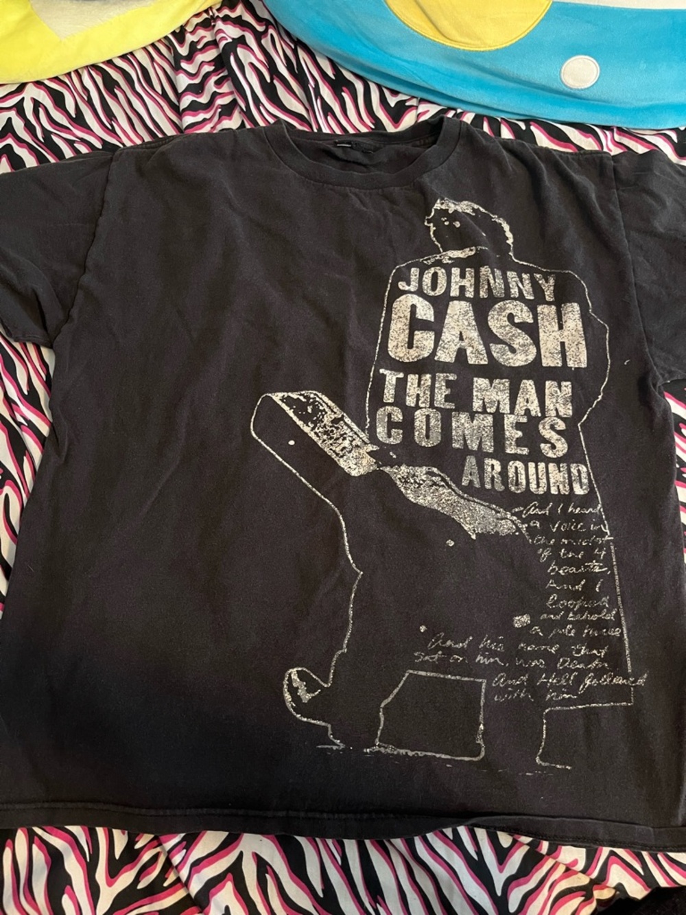 Johnny Cash The Man Comes Around Vintage Black Graphic Short Sleeve Tee